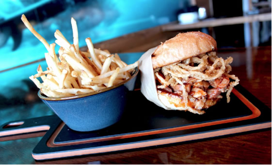 duck dive pulled bbq chicken sandwich